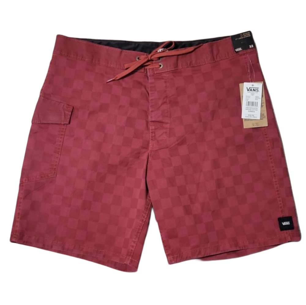 Vans Red Checkered Board Shorts NWT Men's Size 32